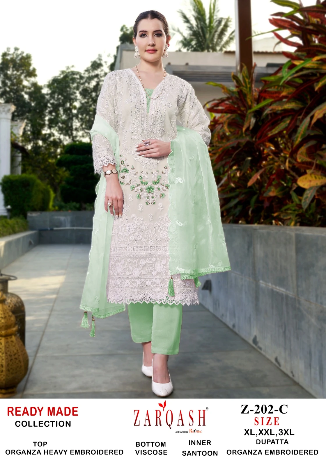 Zarqash D. No 202 Organza Wholesale Pakistani Readymade Salwar Suit Catalog — Wholesale Salwar Suits, MPA wholesale from Surat - Gallery Image 3